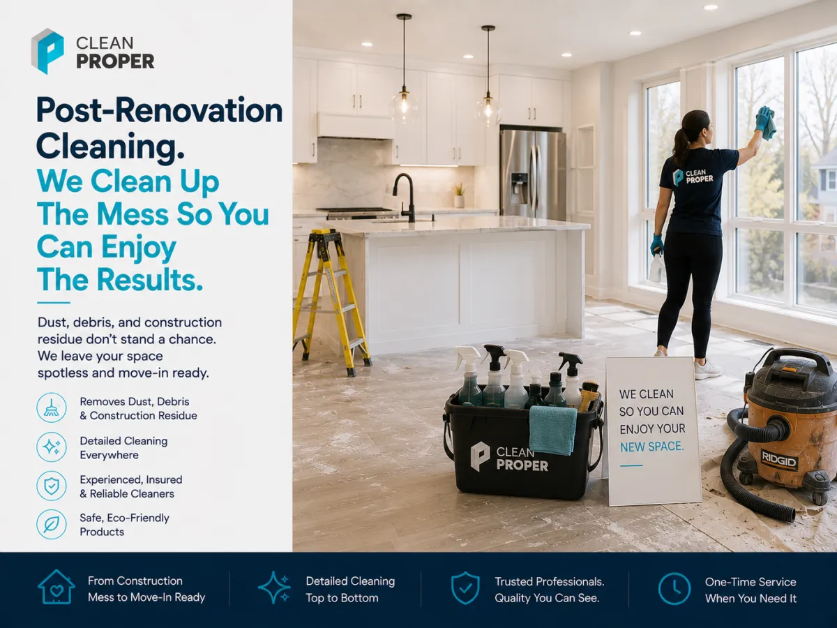 Post-renovation dust being cleared from a newly renovated room