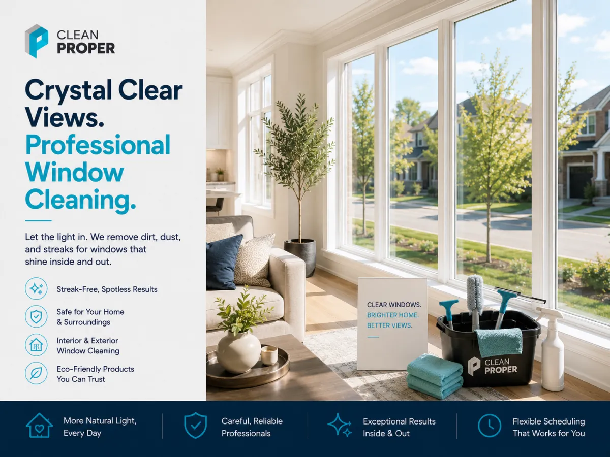 Streak-free interior windows letting light into a living room